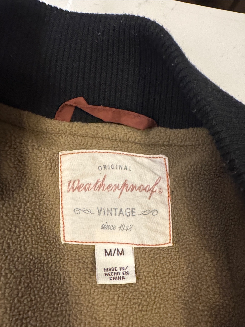 Weatherproof Men’s Black Jacket with Brown/Tan Fleece Lining